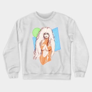 80s big hair girl Crewneck Sweatshirt